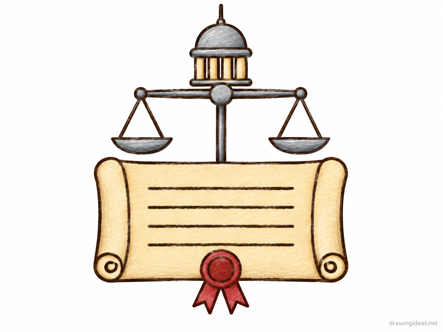 10th Amendment drawing — hand-drawn 10th Amendment illustration with ink lines and soft colors