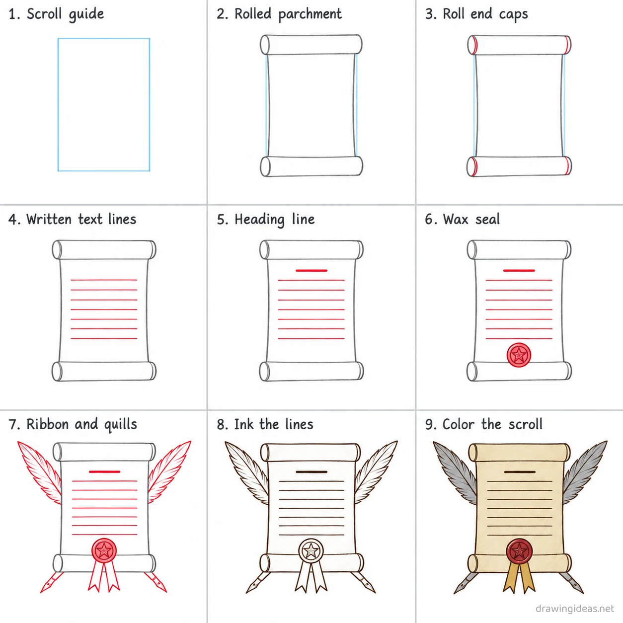 How to draw the 2nd Amendment step by step — 9-step 2nd Amendment drawing tutorial sheet