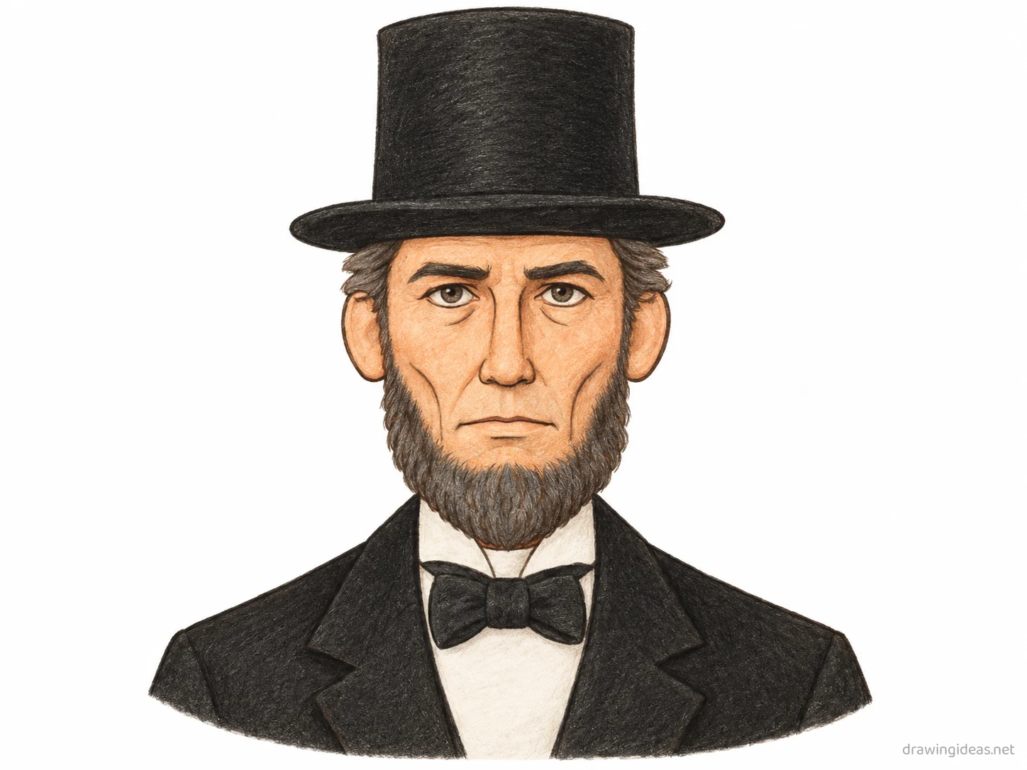 Abraham Lincoln drawing — hand-drawn Abraham Lincoln illustration with ink lines and soft colors