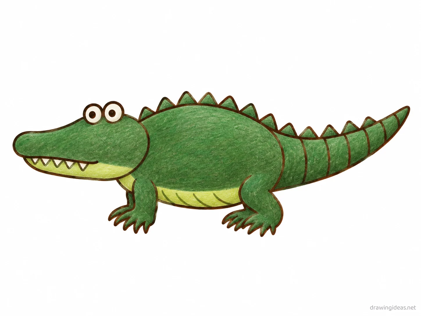 Alligator drawing — hand-drawn alligator illustration with ink lines and soft colors