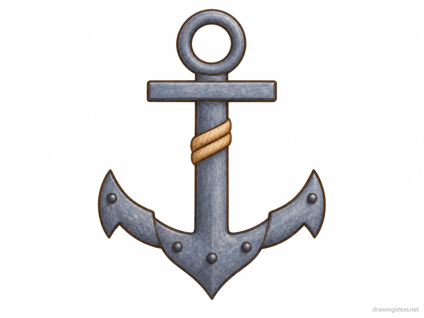 Anchor drawing — hand-drawn anchor illustration with ink lines and soft colors