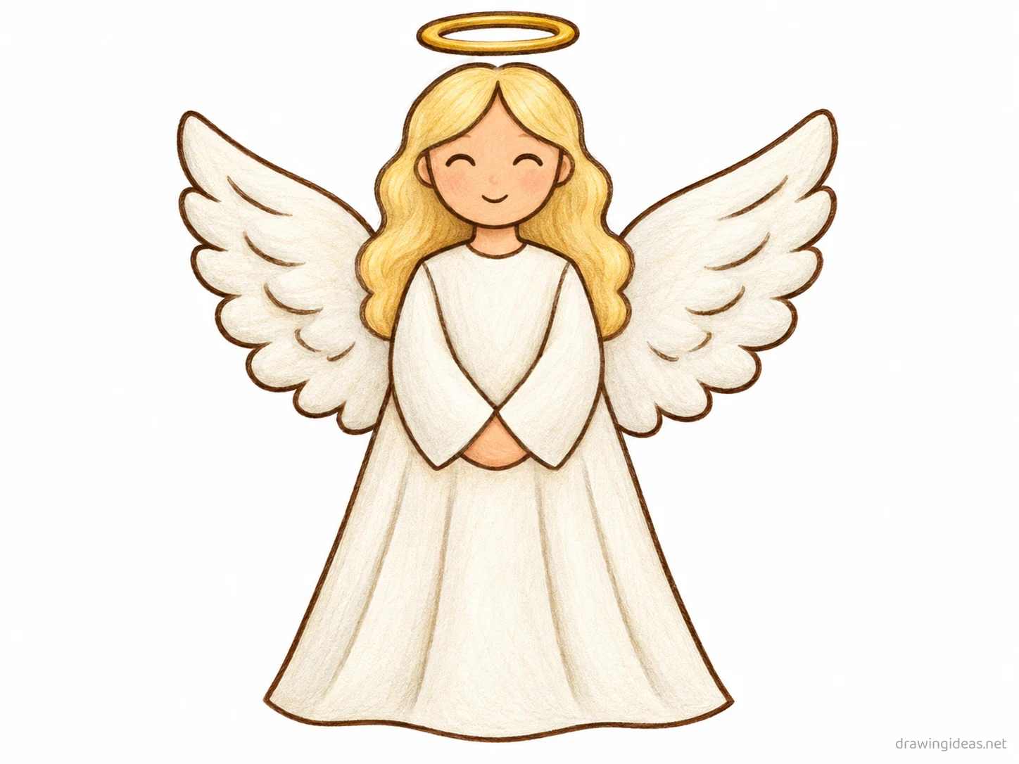 Angel drawing — hand-drawn angel illustration with ink lines and soft colors