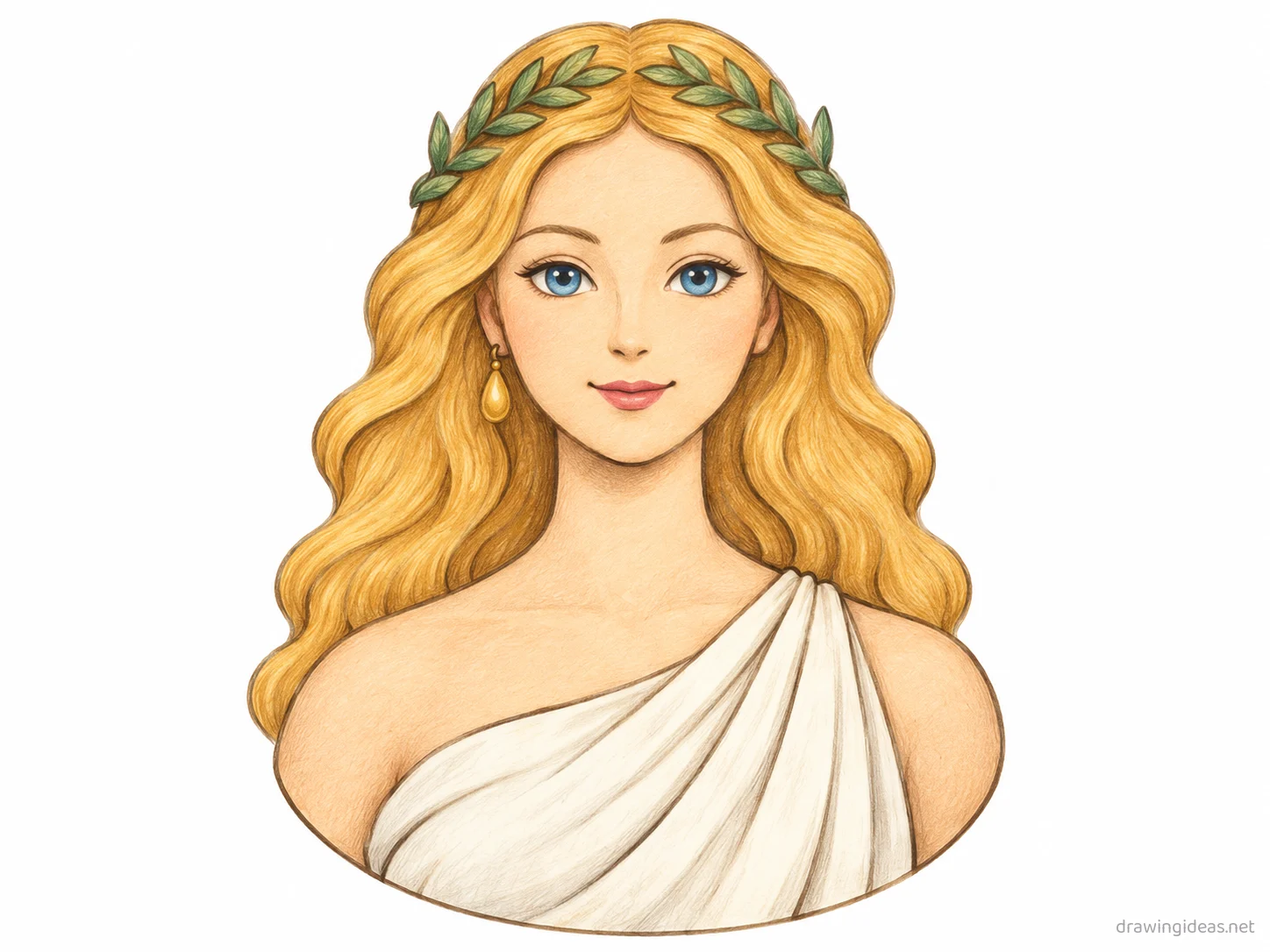 Aphrodite drawing — hand-drawn Aphrodite illustration with ink lines and soft colors