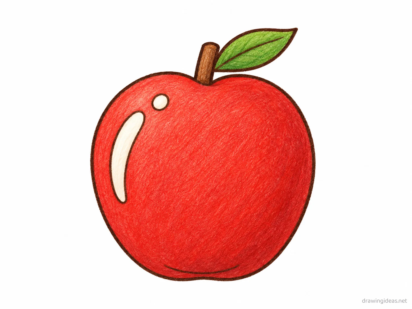 Apple drawing — hand-drawn apple illustration with ink lines and soft colors