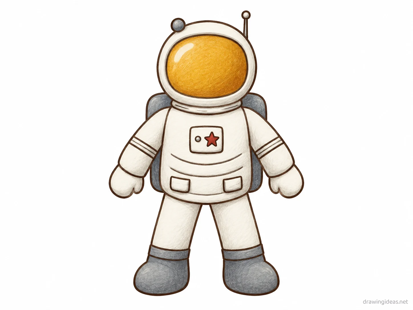 Astronaut drawing — hand-drawn astronaut illustration with ink lines and soft colors