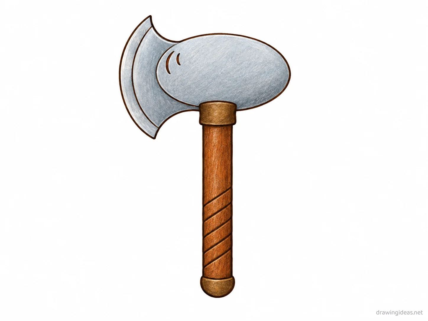 Axe drawing — hand-drawn axe illustration with ink lines and soft colors