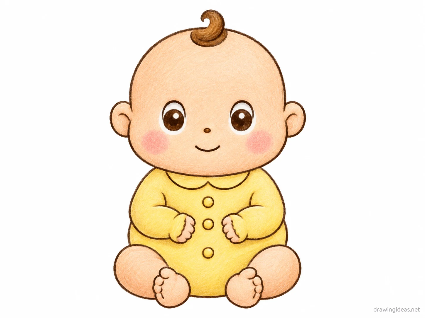 Baby drawing — hand-drawn baby illustration with ink lines and soft colors
