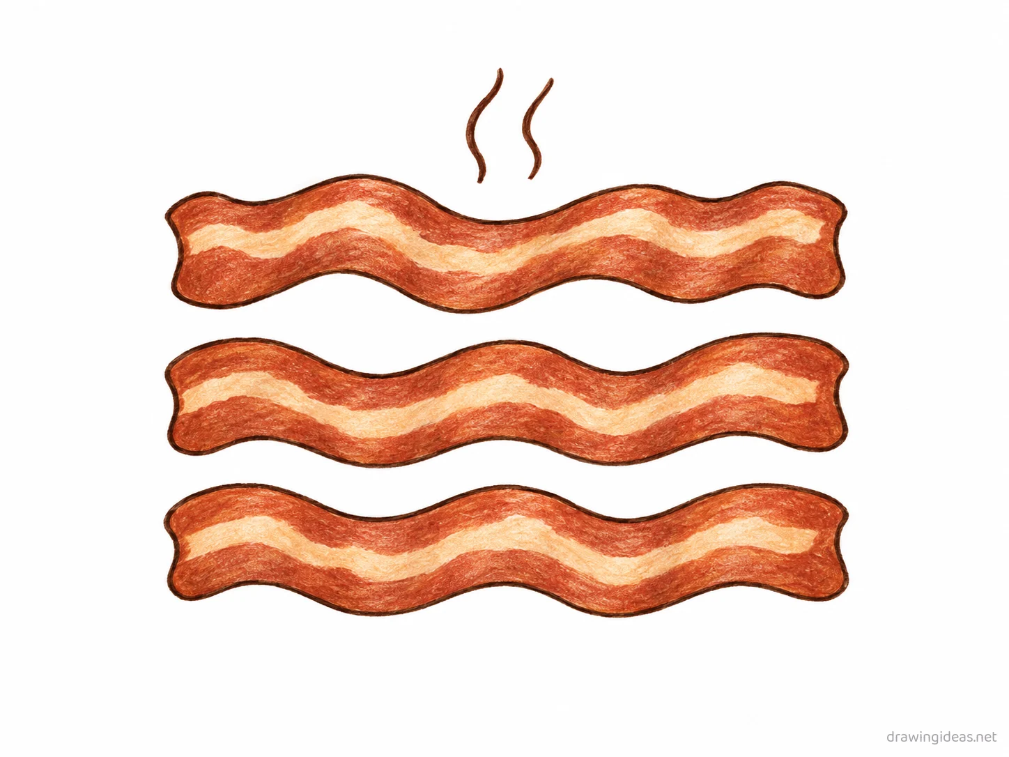 Bacon drawing — hand-drawn bacon illustration with ink lines and soft colors