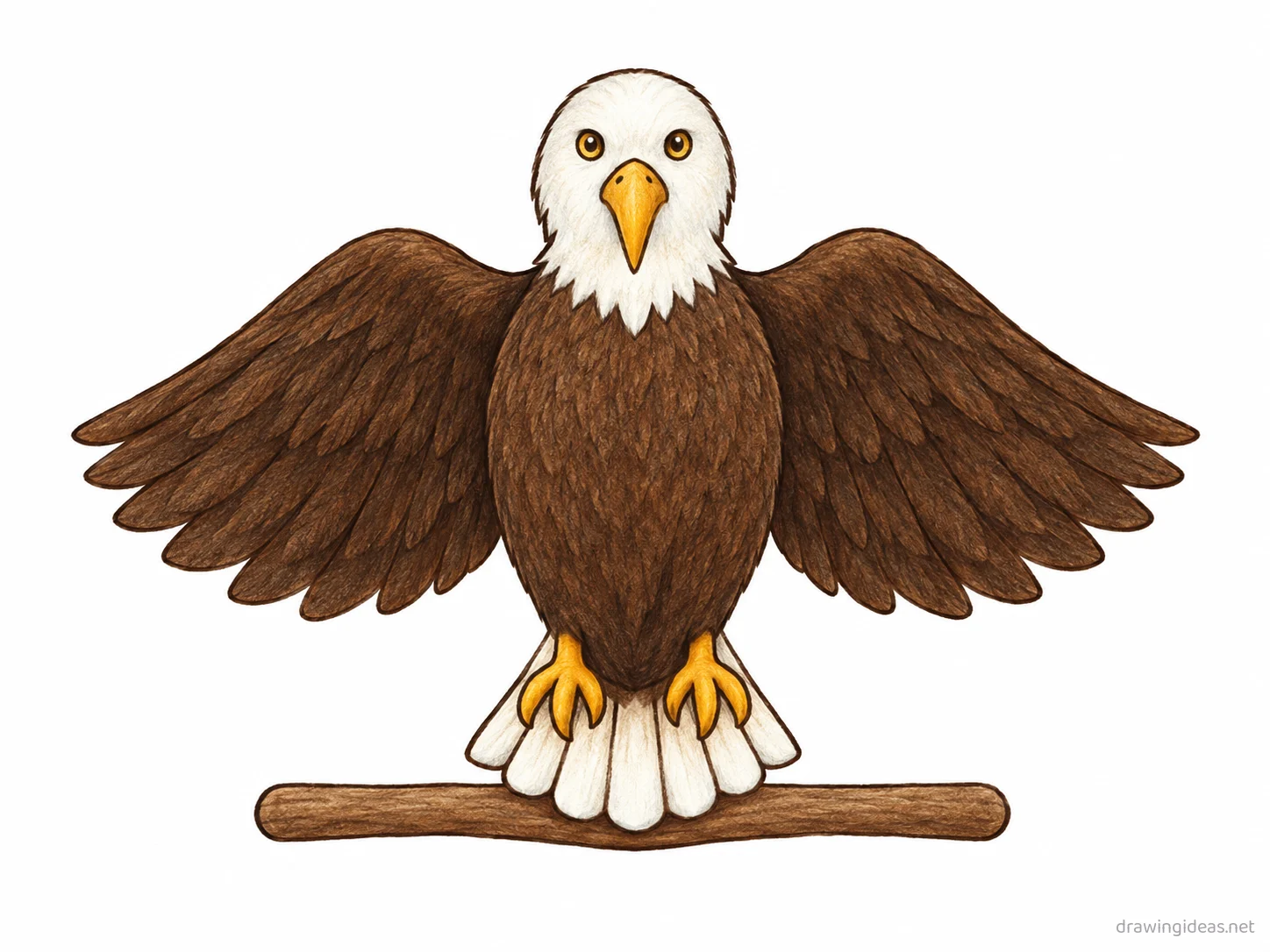 Bald Eagle drawing — hand-drawn bald eagle illustration with ink lines and soft colors
