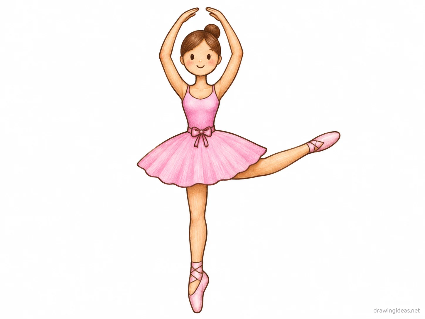 Ballerina drawing — hand-drawn ballerina illustration with ink lines and soft colors