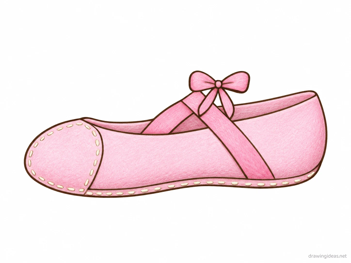 Ballet Shoe drawing — hand-drawn ballet shoe illustration with ink lines and soft colors