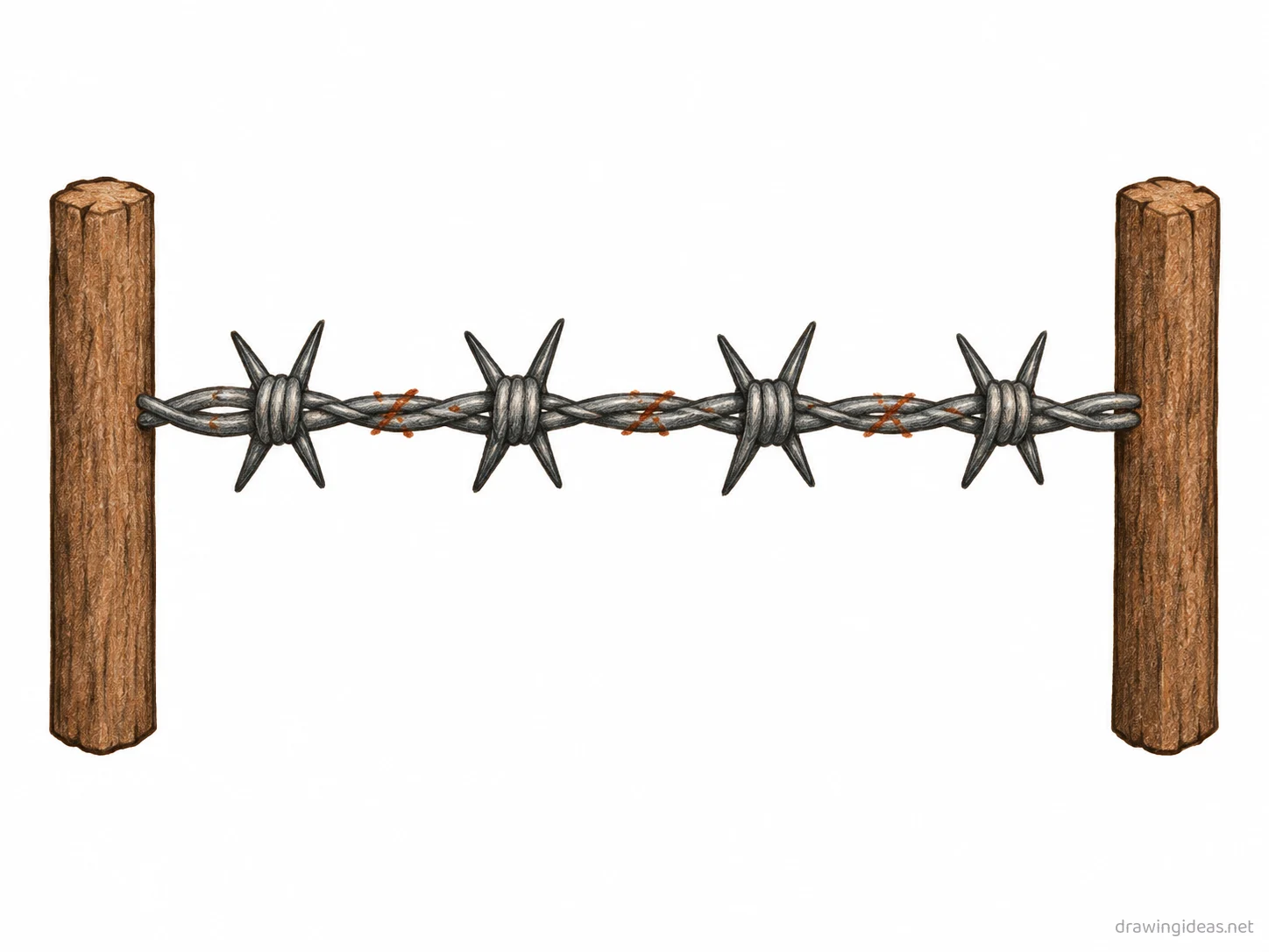 Barbed Wire drawing — hand-drawn barbed wire illustration with ink lines and soft colors
