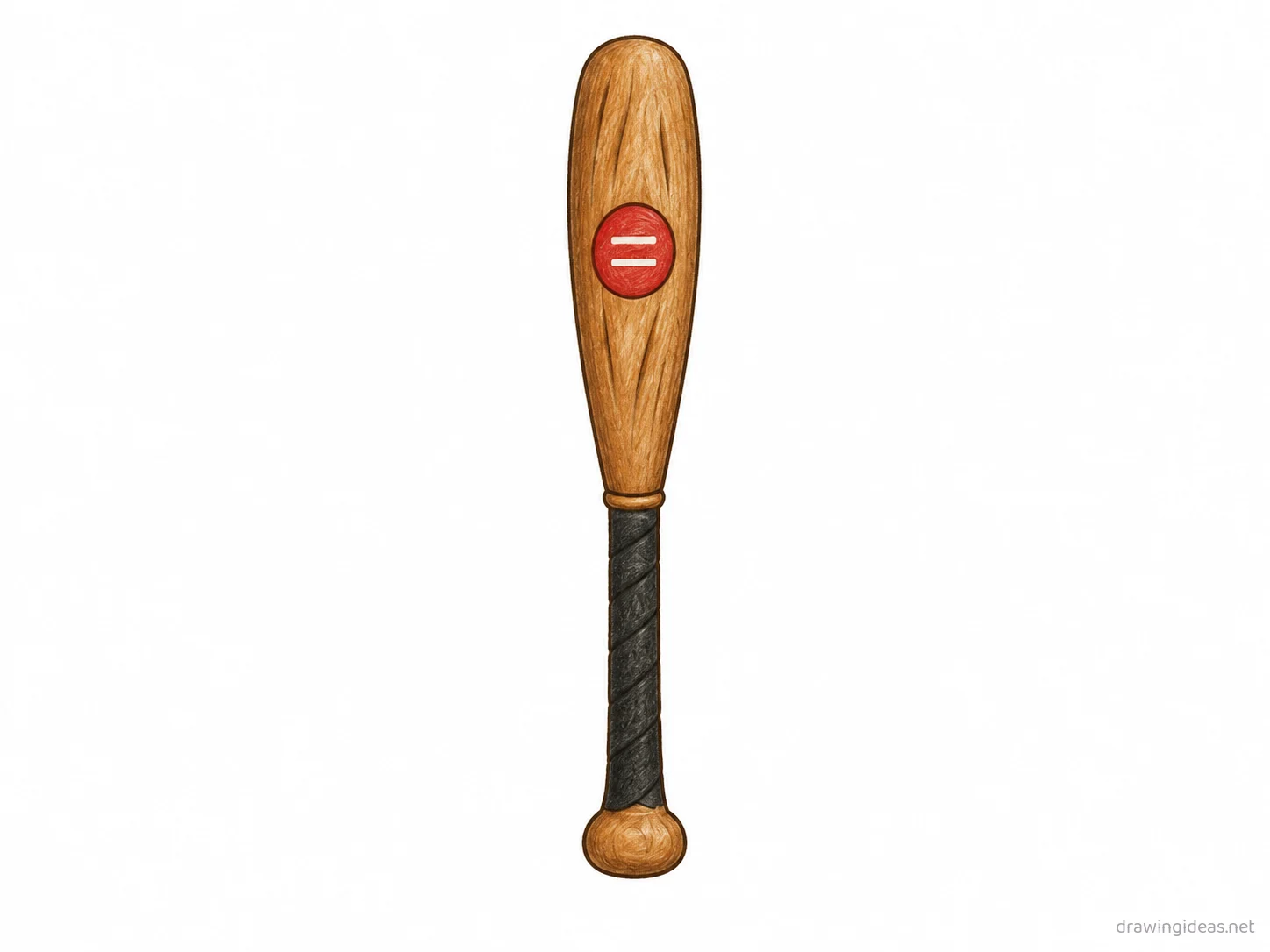 Baseball Bat drawing — hand-drawn baseball bat illustration with ink lines and soft colors