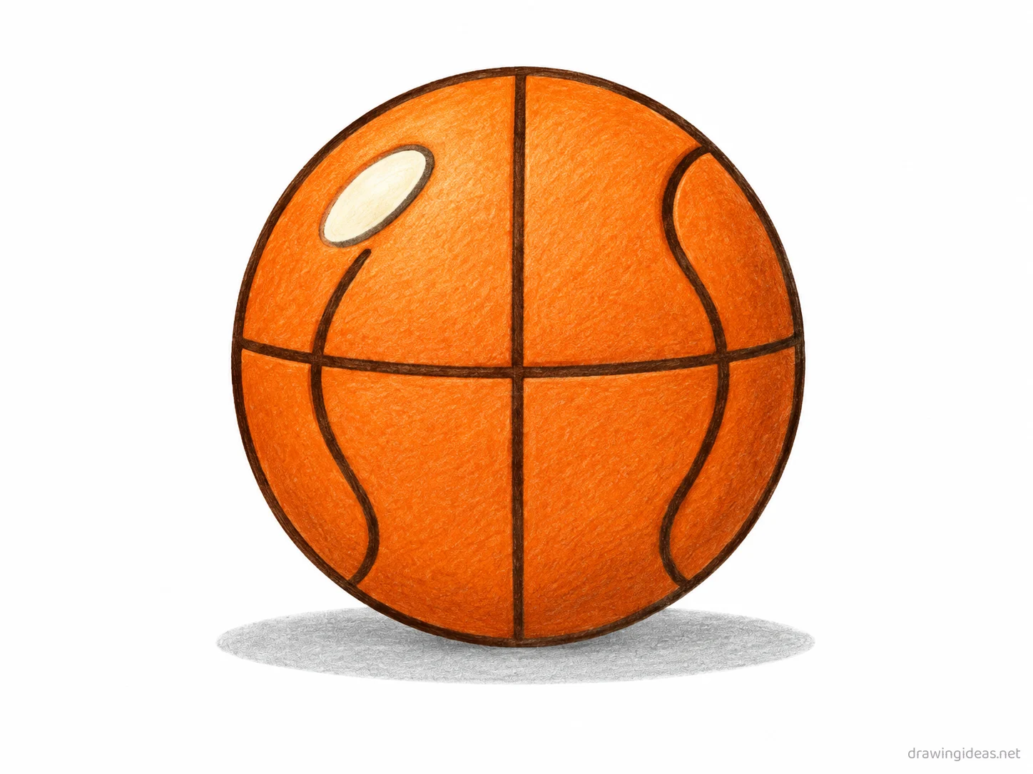 Basketball drawing — hand-drawn basketball illustration with ink lines and soft colors