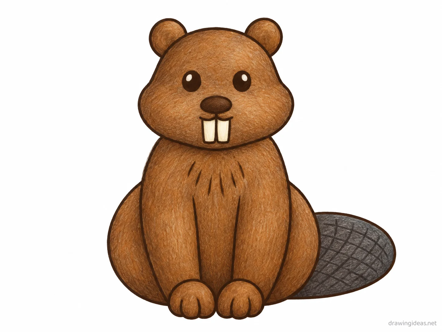 Beaver drawing — hand-drawn beaver illustration with ink lines and soft colors