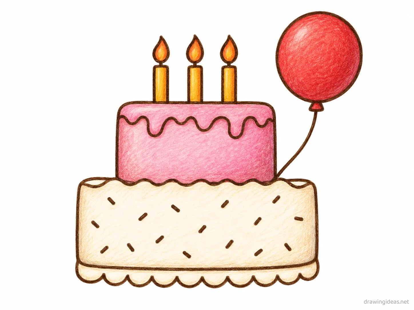 Birthday drawing — hand-drawn birthday illustration with ink lines and soft colors