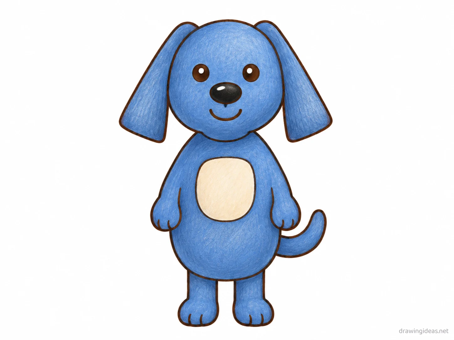 Bluey drawing — hand-drawn Bluey illustration with ink lines and soft colors