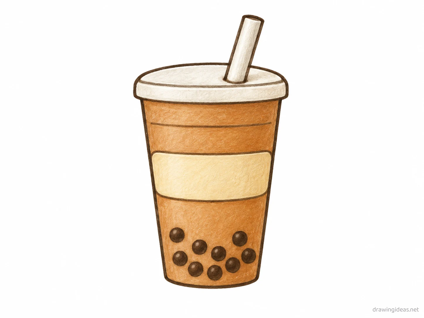 Boba drawing — hand-drawn boba illustration with ink lines and soft colors