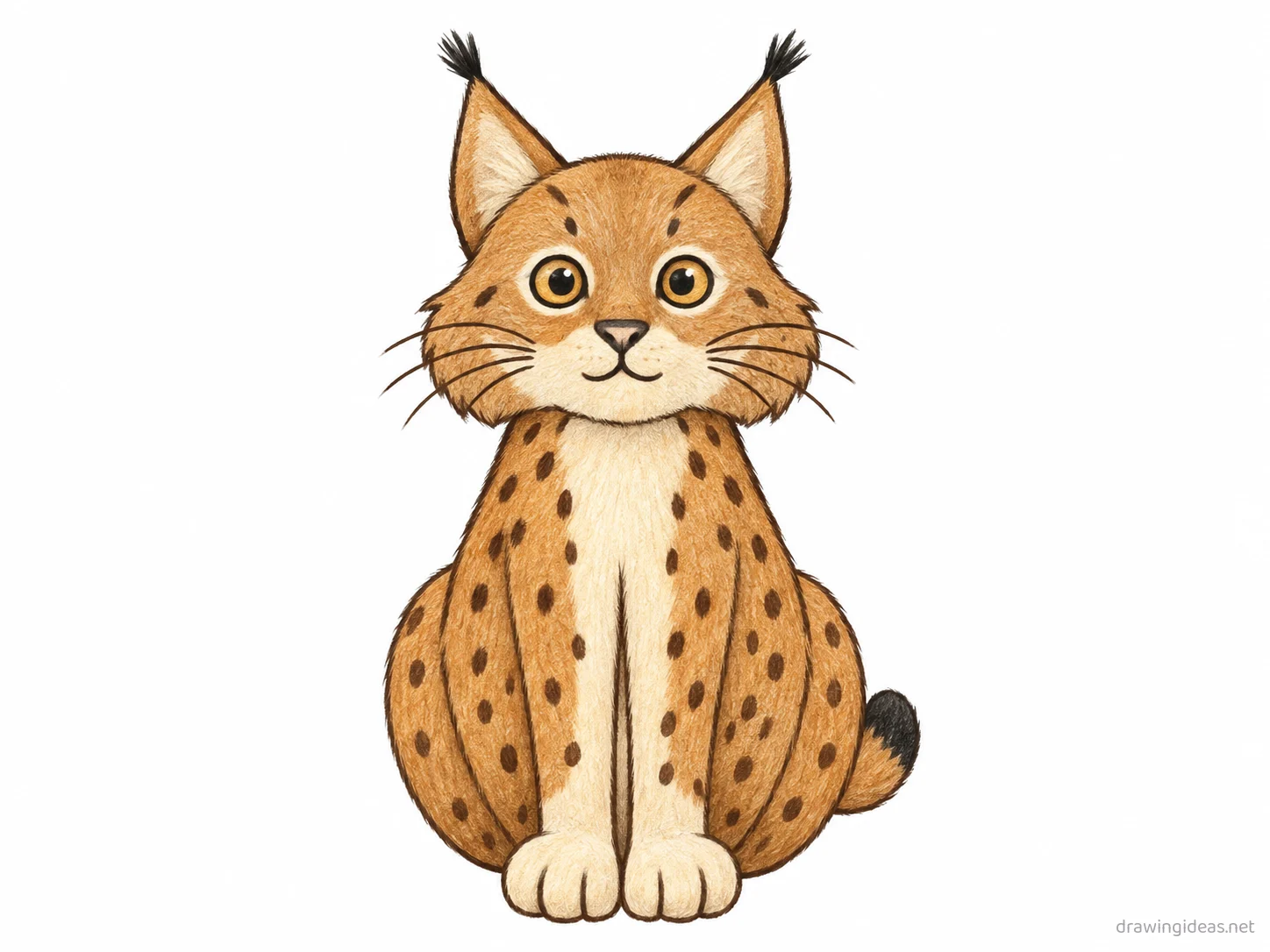 Bobcat drawing — hand-drawn bobcat illustration with ink lines and soft colors