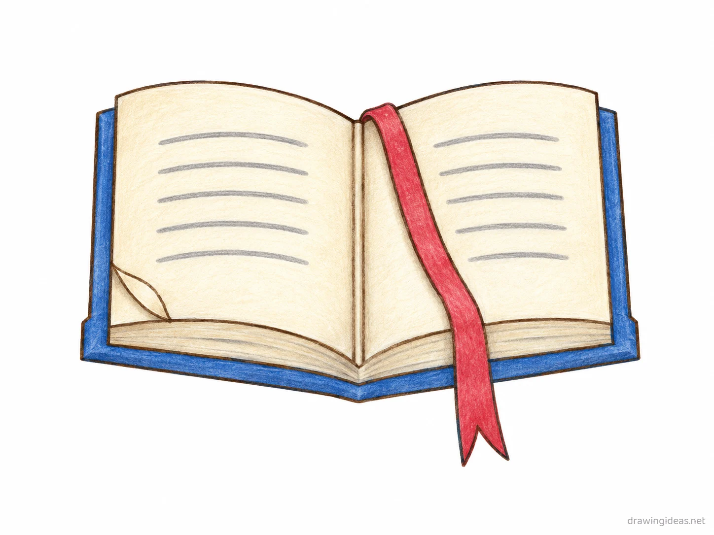 Book drawing — hand-drawn book illustration with ink lines and soft colors