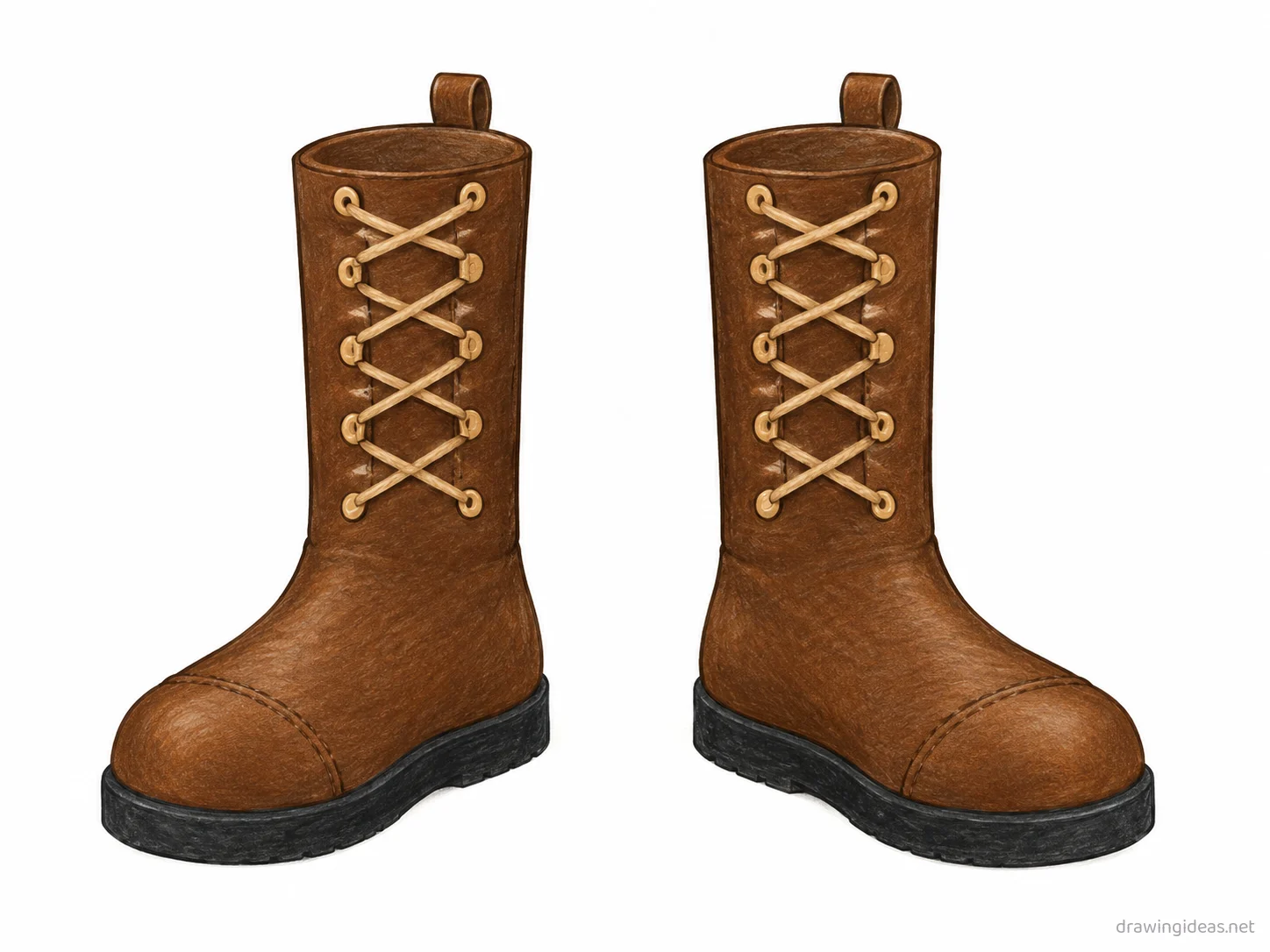Boots drawing — hand-drawn boots illustration with ink lines and soft colors