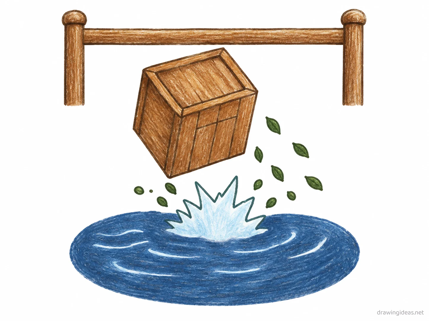 Boston Tea Party drawing — hand-drawn Boston Tea Party illustration with ink lines and soft colors