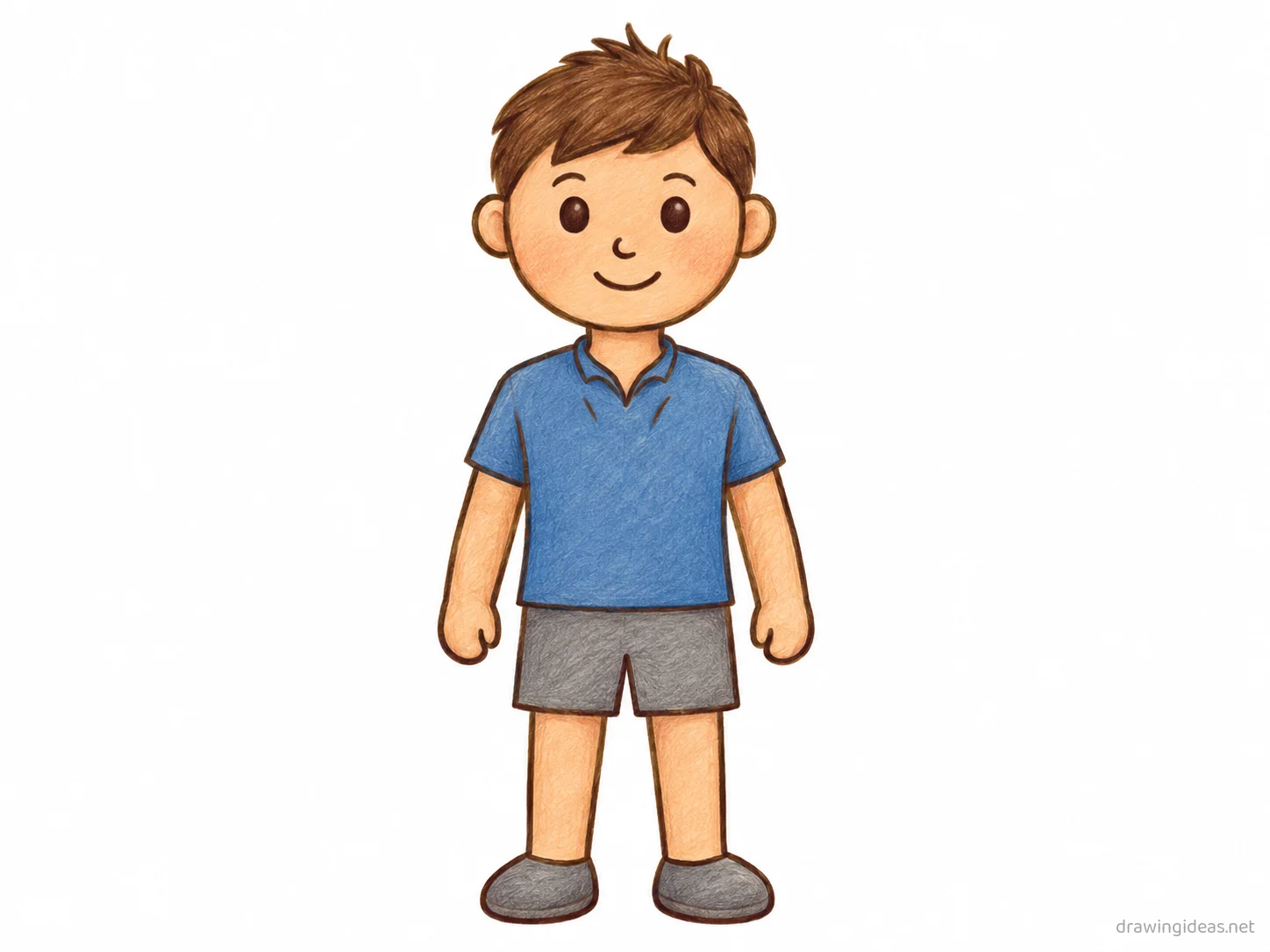 Boy drawing — hand-drawn boy illustration with ink lines and soft colors