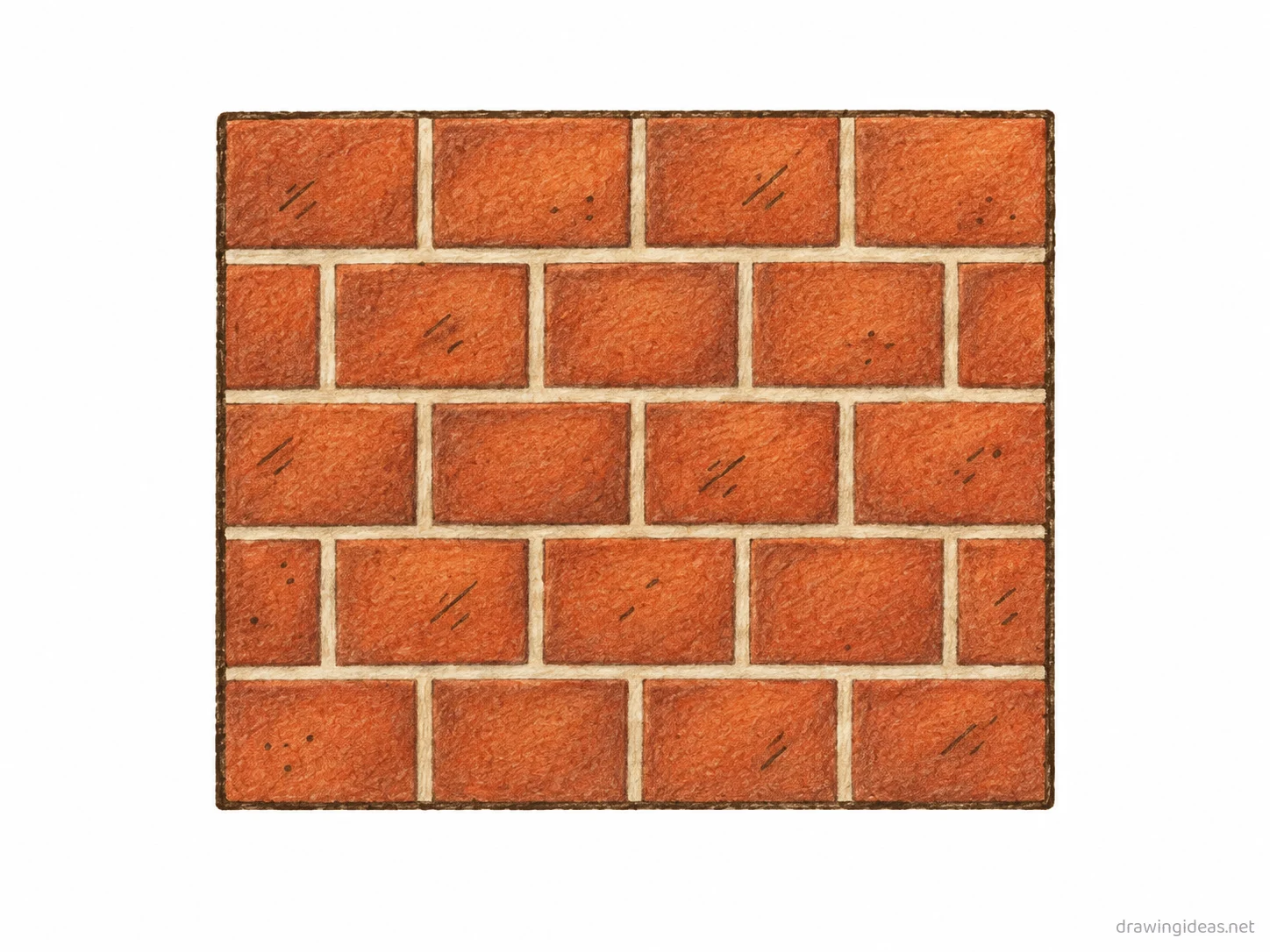 Brick Wall drawing — hand-drawn brick wall illustration with ink lines and soft colors
