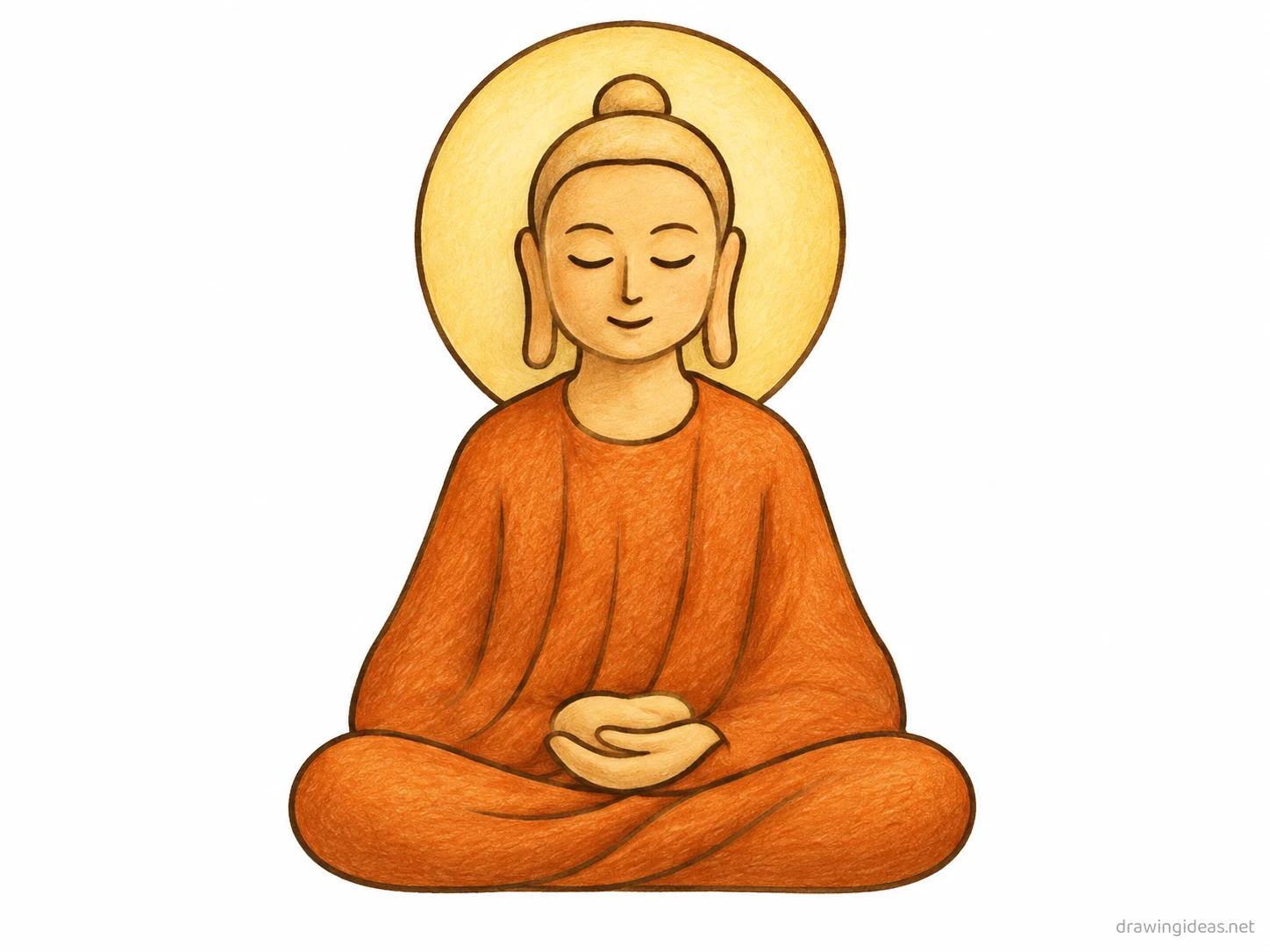 Buddha drawing — hand-drawn Buddha illustration with ink lines and soft colors
