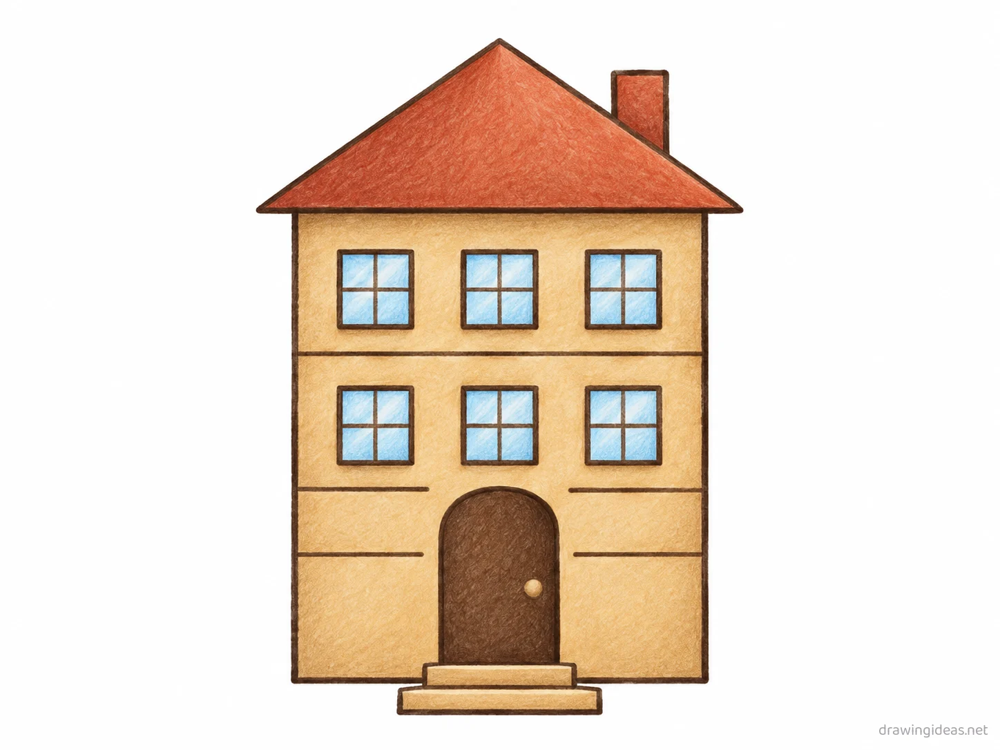 Building drawing — hand-drawn building illustration with ink lines and soft colors