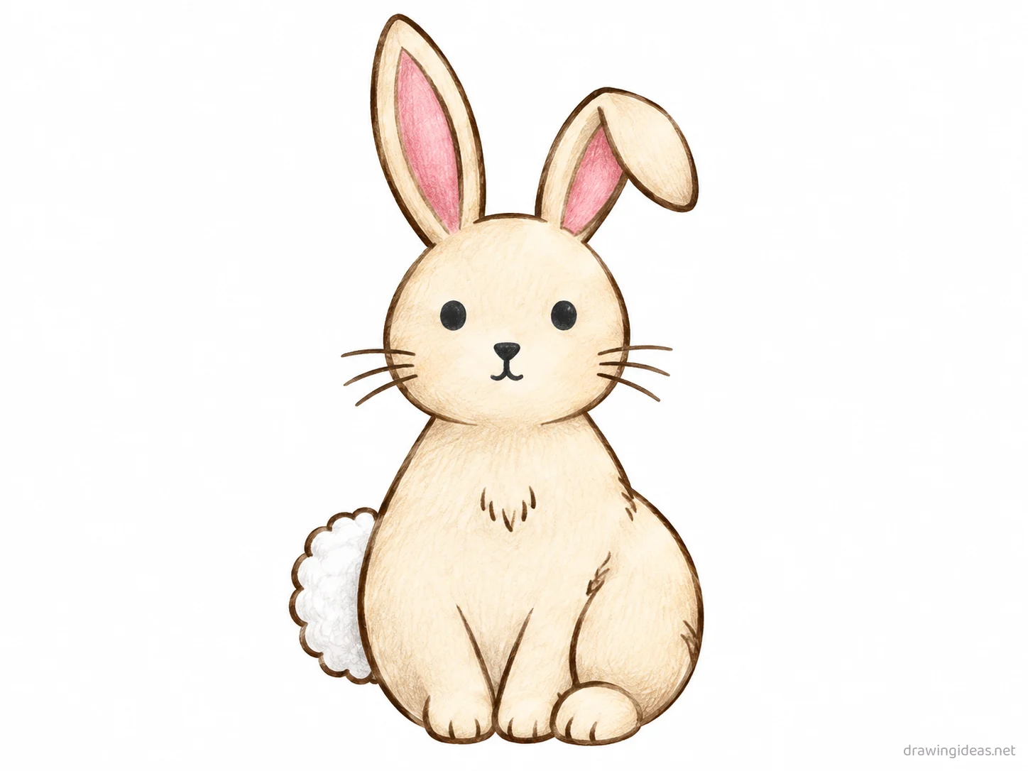 Bunny drawing — hand-drawn bunny illustration with ink lines and soft colors