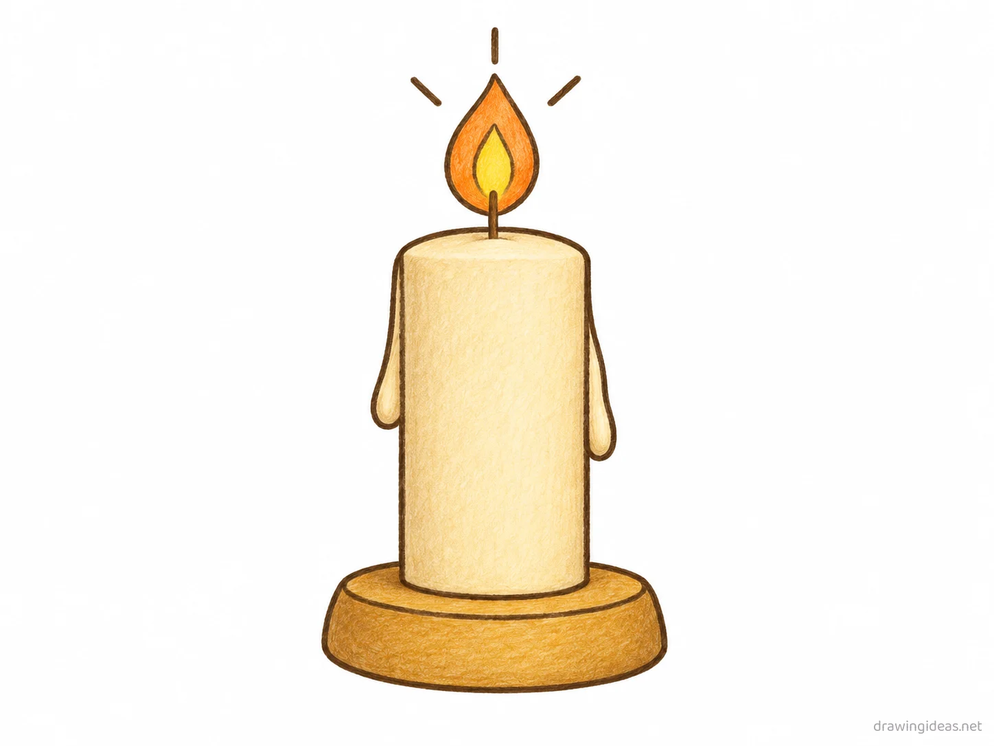 Candle drawing — hand-drawn candle illustration with ink lines and soft colors
