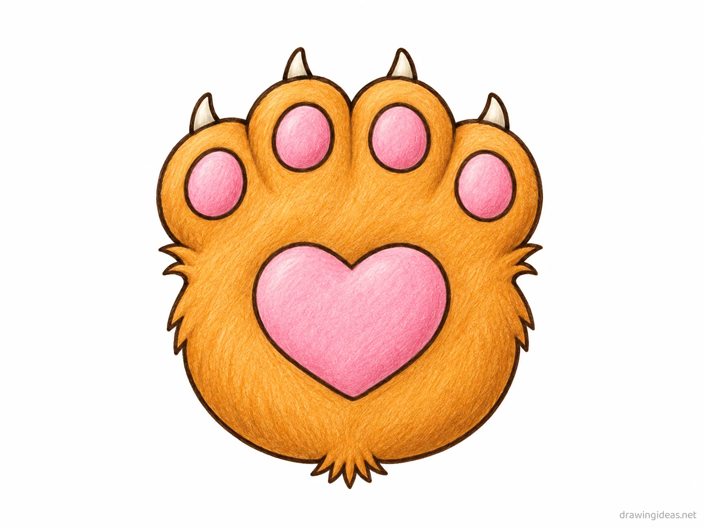 Cat Paw drawing — hand-drawn cat paw illustration with ink lines and soft colors