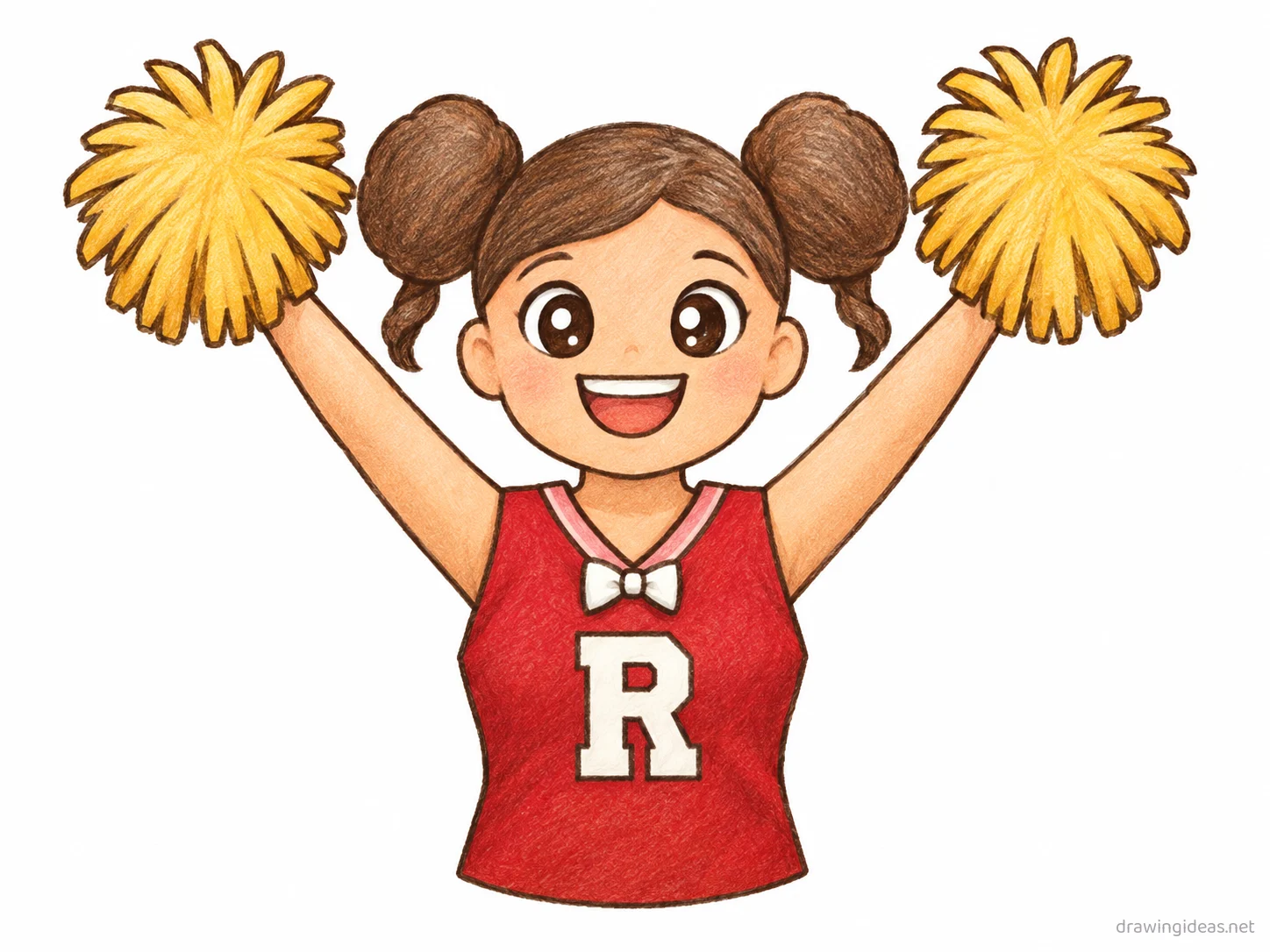 Cheer drawing — hand-drawn cheer illustration with ink lines and soft colors