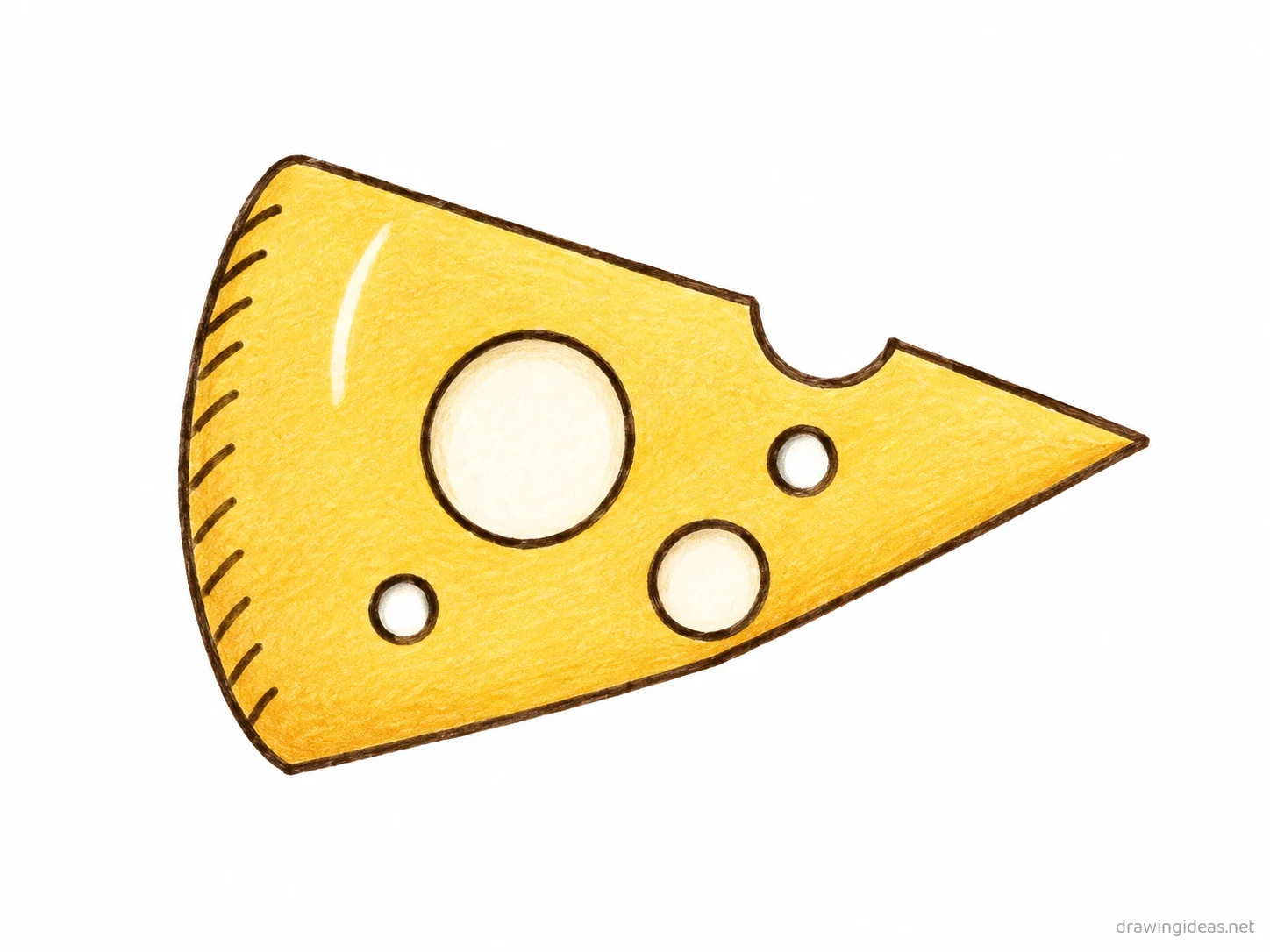 Cheese drawing — hand-drawn cheese illustration with ink lines and soft colors