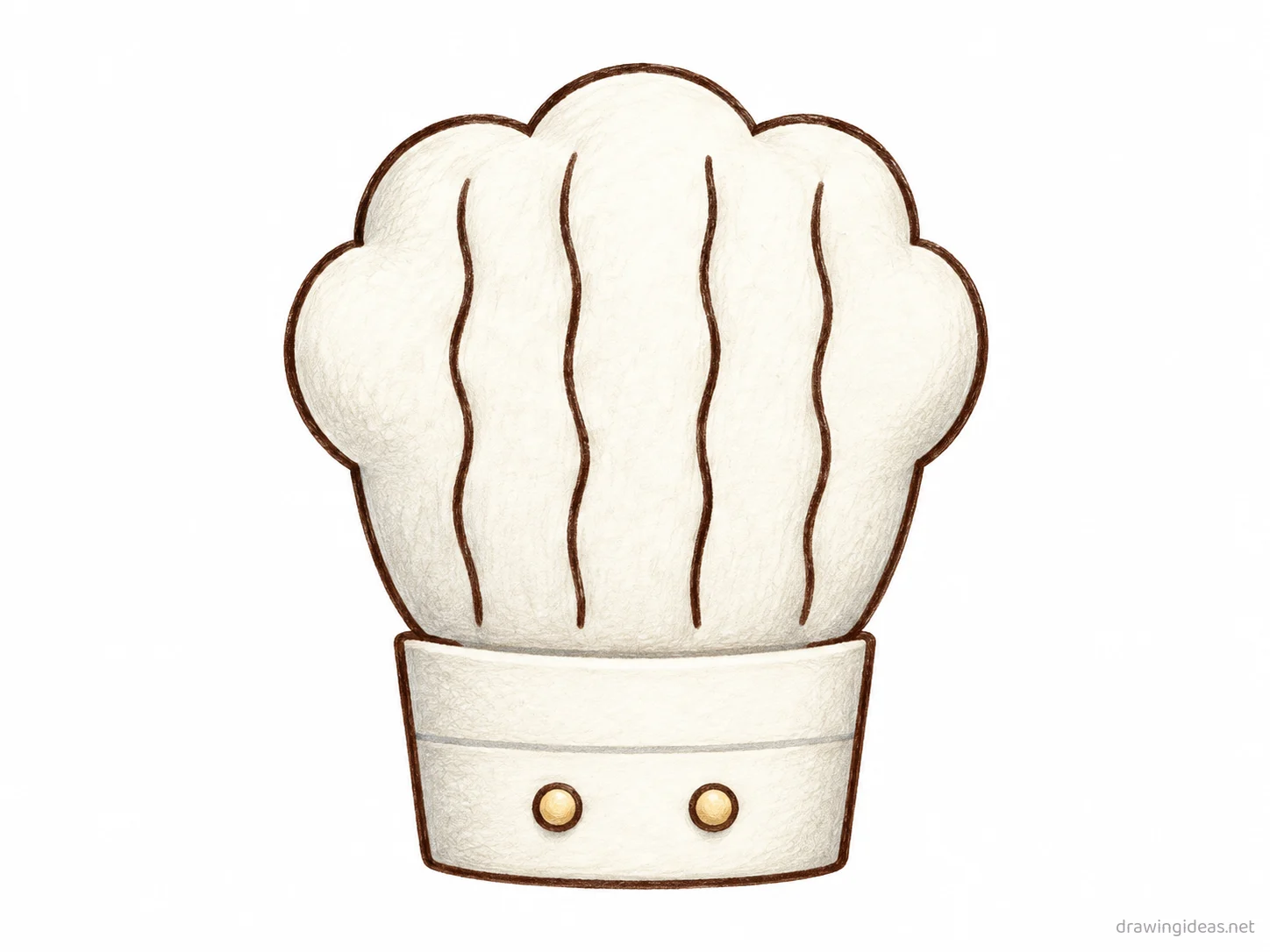 Chef Hat drawing — hand-drawn chef hat illustration with ink lines and soft colors