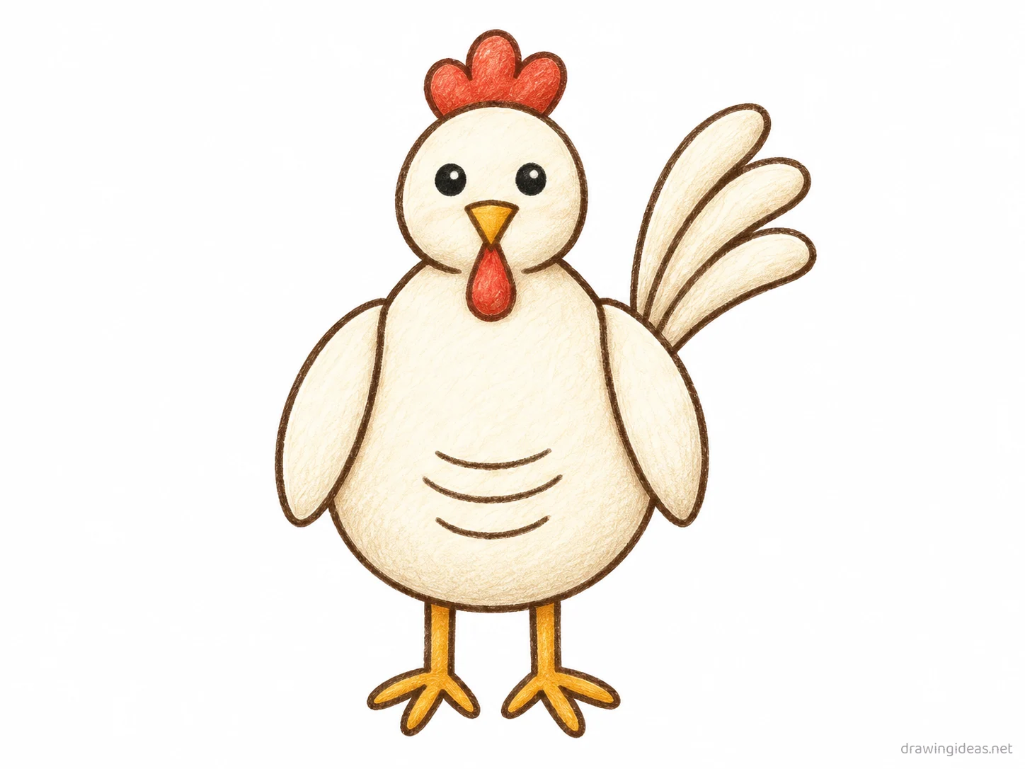 Chicken drawing — hand-drawn chicken illustration with ink lines and soft colors