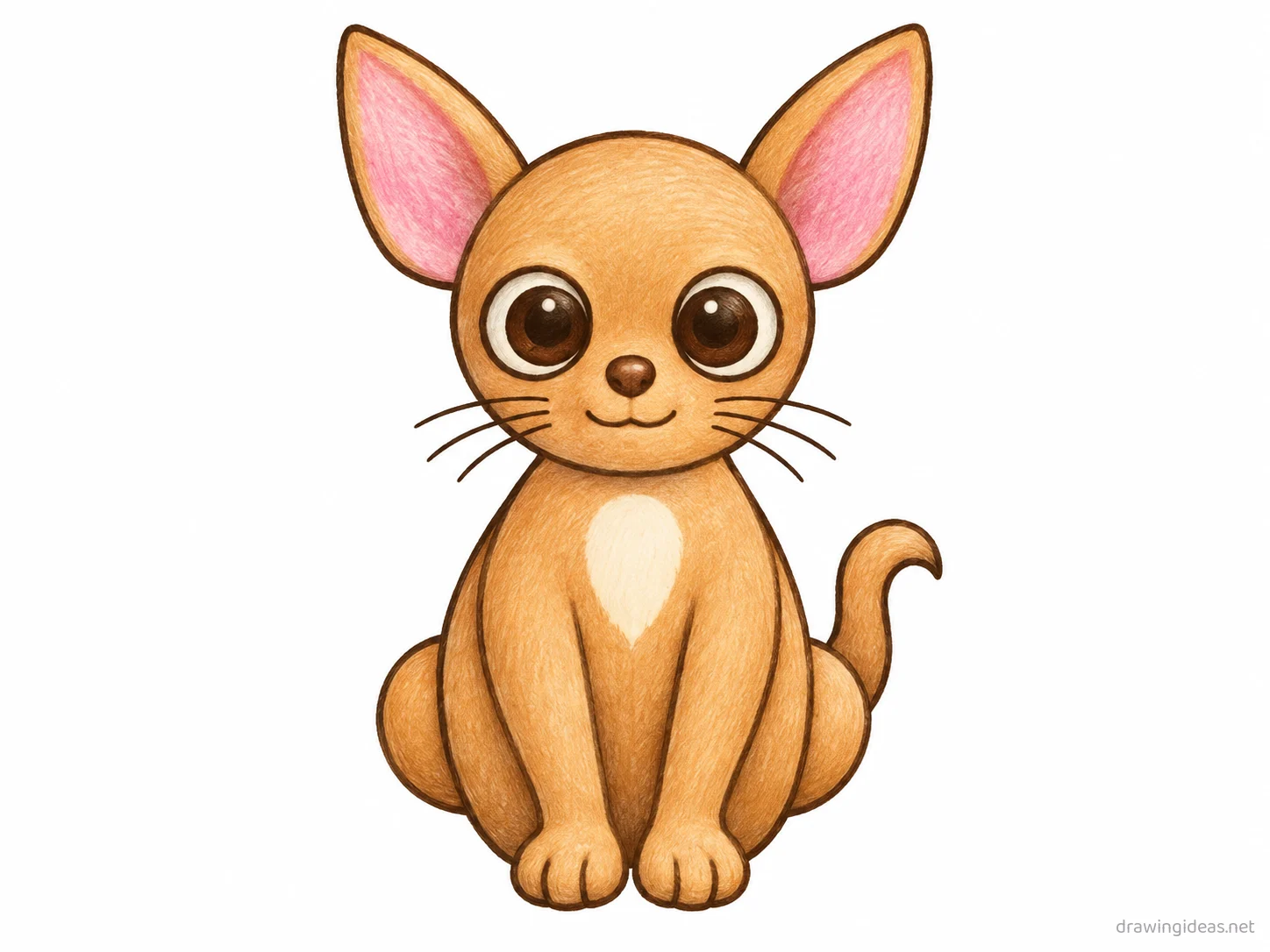 Chihuahua drawing — hand-drawn chihuahua illustration with ink lines and soft colors