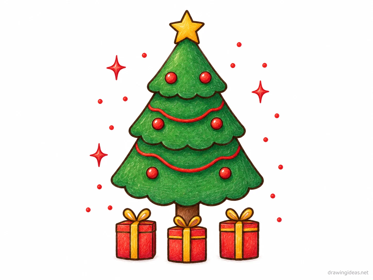 Christmas drawing — hand-drawn Christmas illustration with ink lines and soft colors