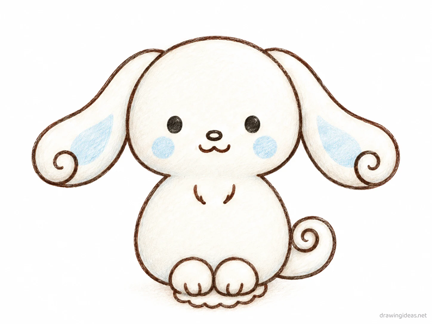 Cinnamoroll drawing — hand-drawn Cinnamoroll illustration with ink lines and soft colors
