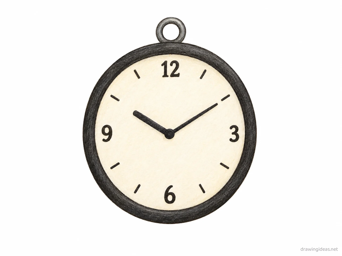 Clock drawing — hand-drawn clock illustration with ink lines and soft colors