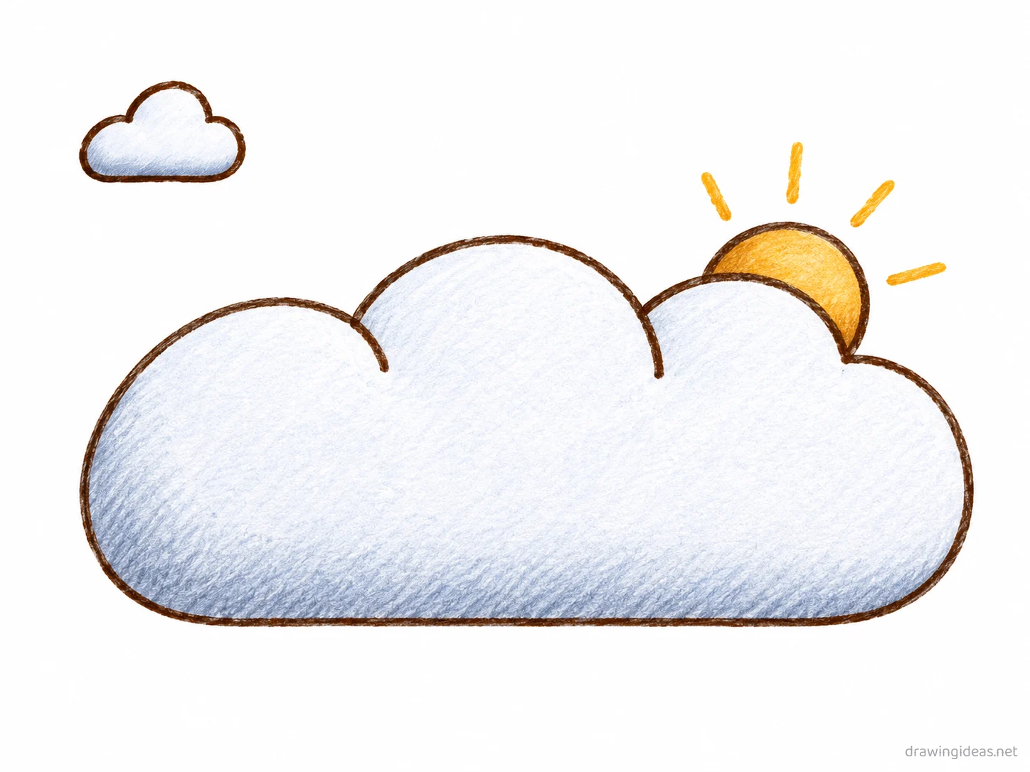 Cloud drawing — hand-drawn cloud illustration with ink lines and soft colors