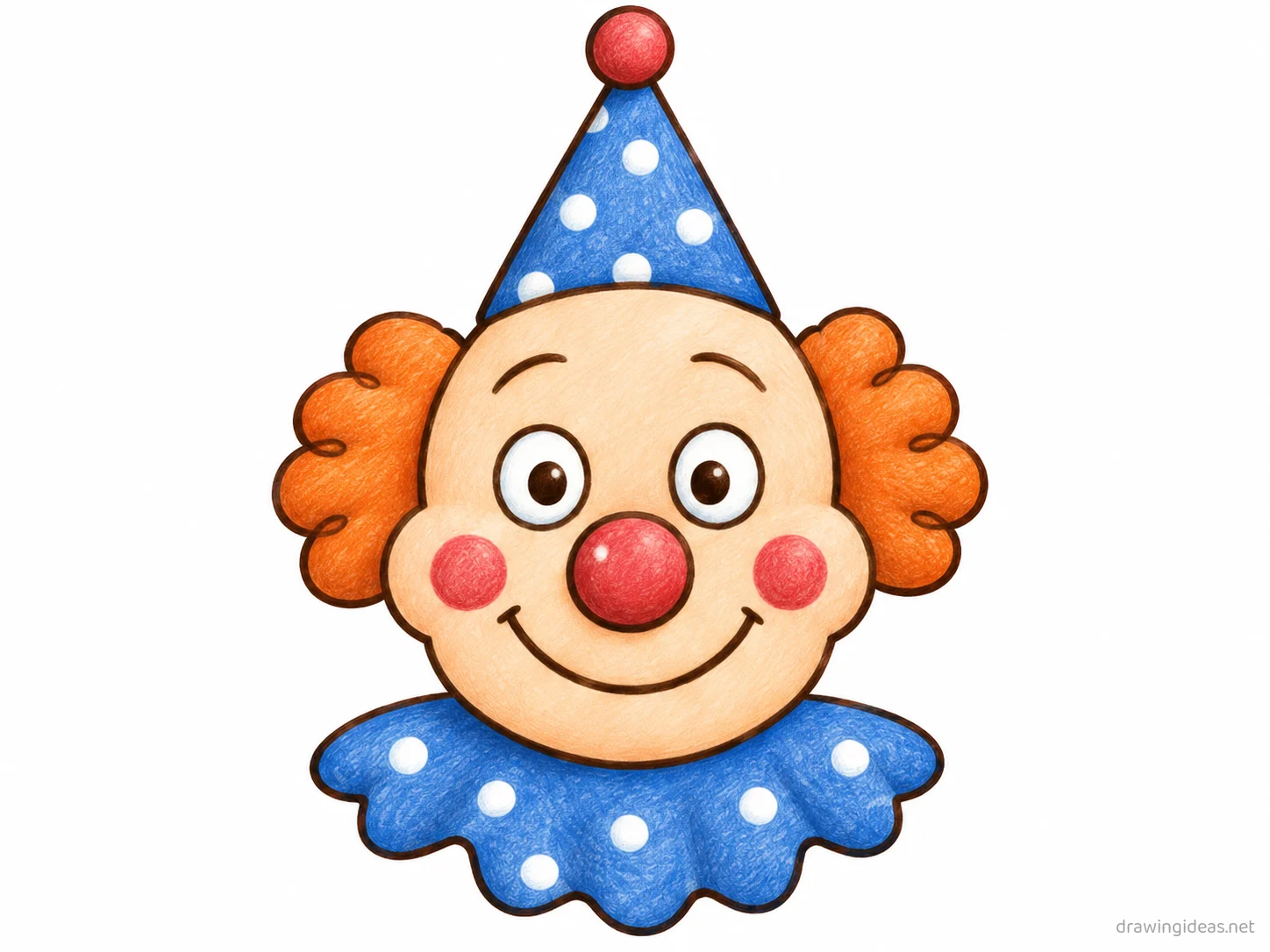 Clown drawing — hand-drawn clown illustration with ink lines and soft colors