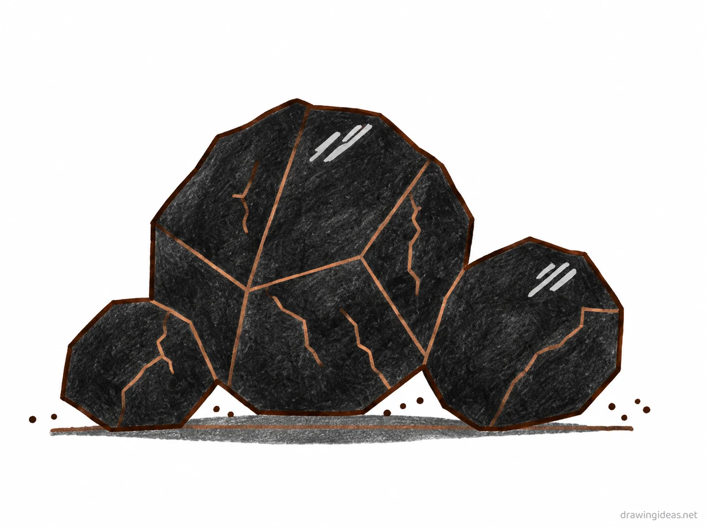 Coal drawing — hand-drawn coal illustration with ink lines and soft colors