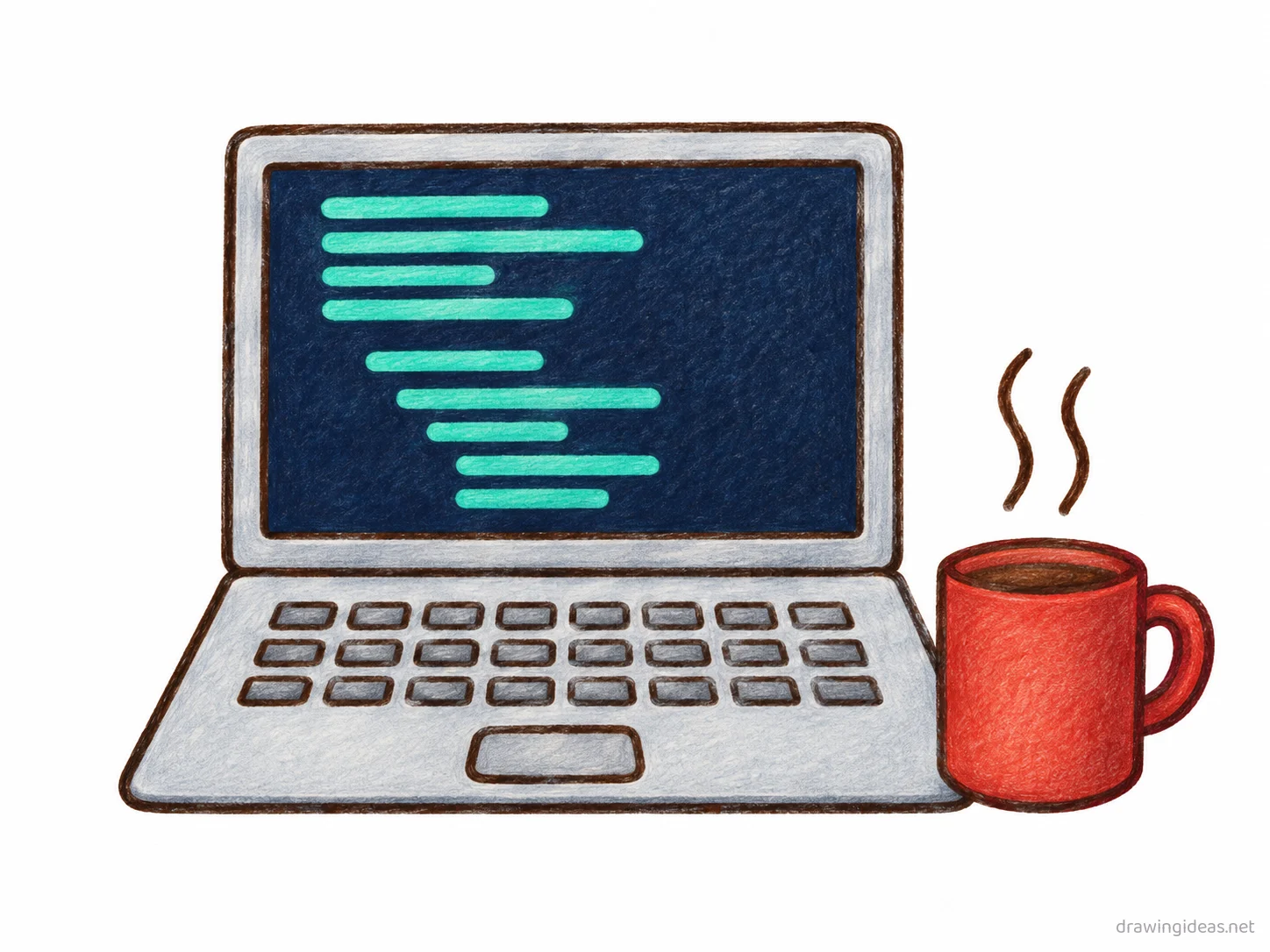 Code drawing — hand-drawn code illustration with ink lines and soft colors