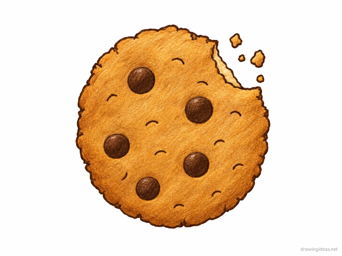 Cookie drawing — hand-drawn cookie illustration with ink lines and soft colors