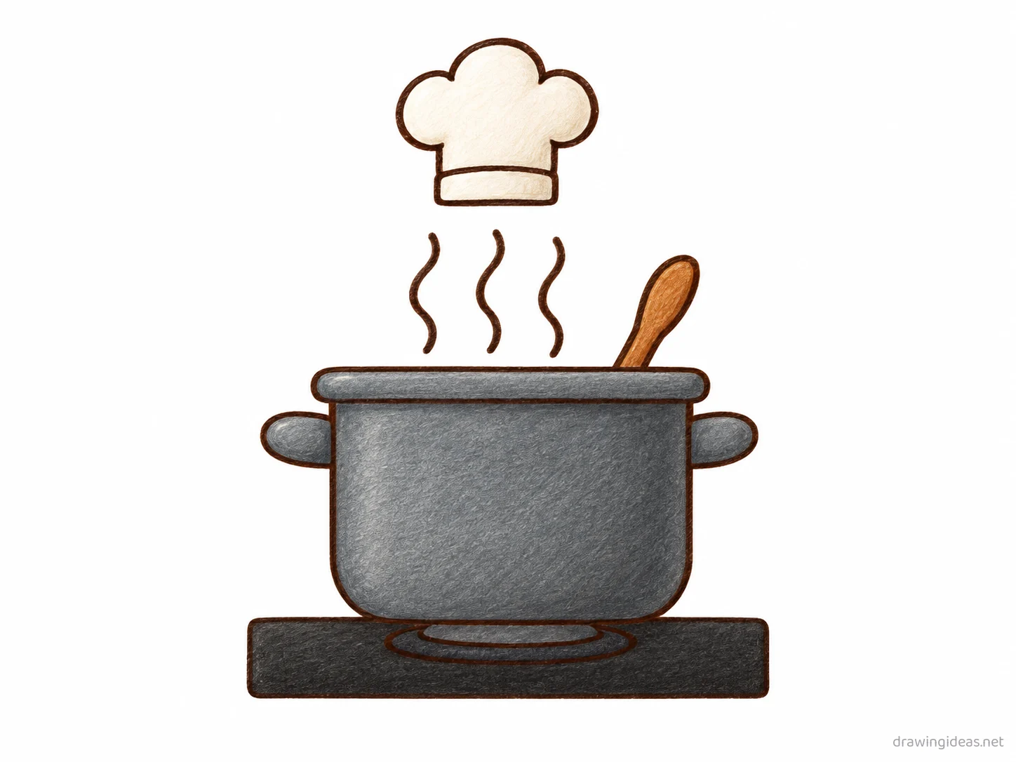 Cooking drawing — hand-drawn cooking illustration with ink lines and soft colors