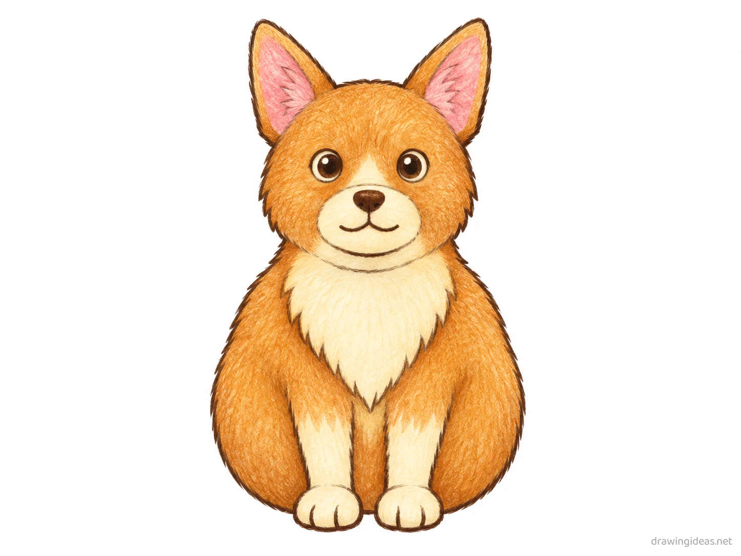 Corgi drawing — hand-drawn corgi illustration with ink lines and soft colors