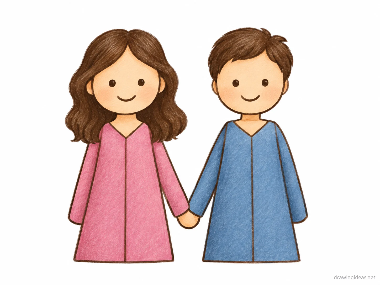 Couple drawing — hand-drawn couple illustration with ink lines and soft colors