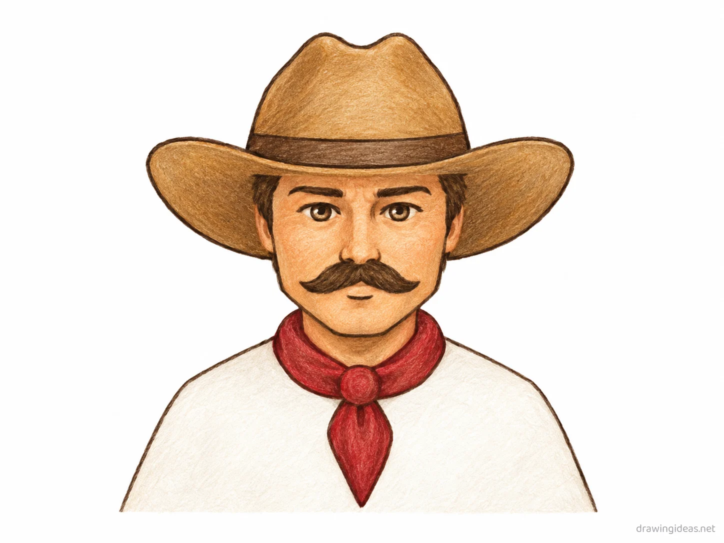 Cowboy drawing — hand-drawn cowboy illustration with ink lines and soft colors